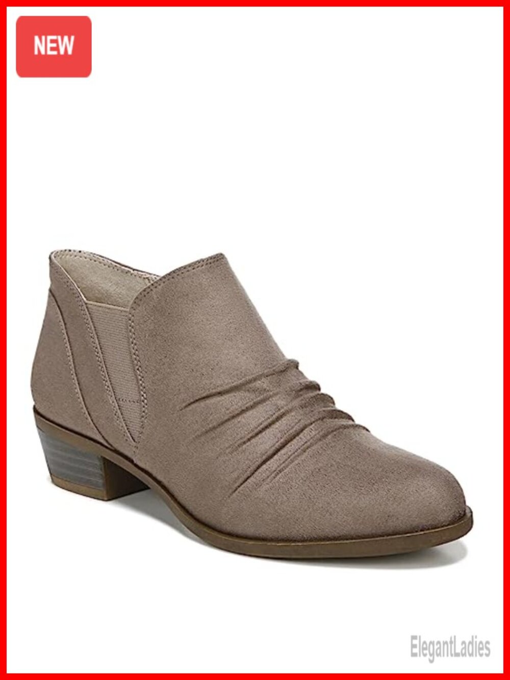 Faux Suede Ankle Bootie with Memory Foam Comfort and Side Zipper